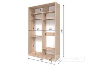 Dulap cu două uşi "E-Line" ShK 2.3 1300 mm cu barbell / microlift