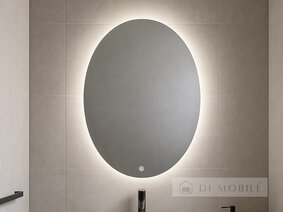 Oglindă ovală cu iluminare de fundal