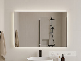 O oglindă verticală dreptunghiulară cu iluminare frontală de fond