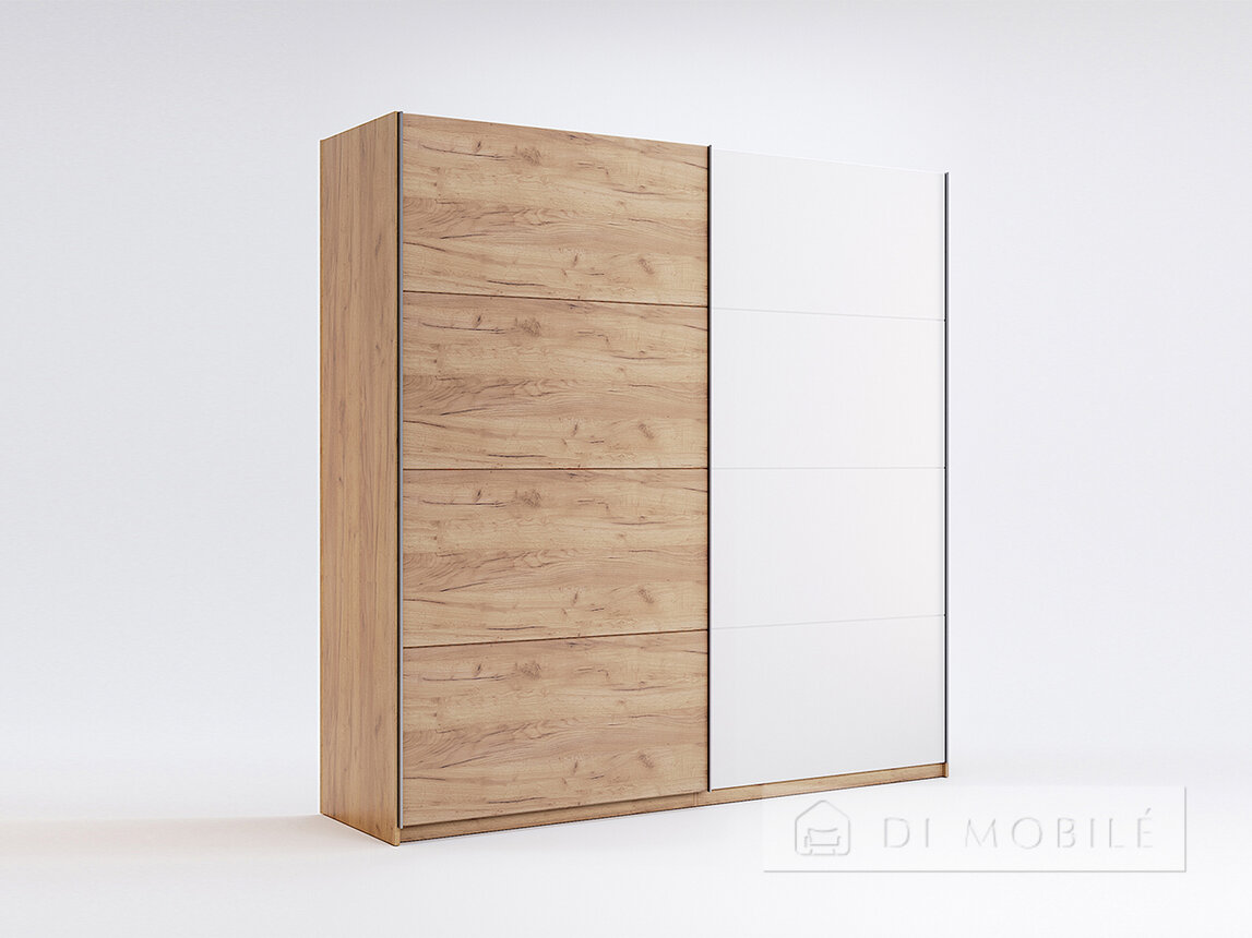 Cabinet coupe "Asti" 200x212x62 cm 2 usi Ambarcaţiuni de stejar / luciu alb, seria H