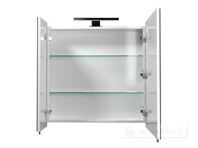 Dulap cu o oglindă în baie "Runa Negru 80" cu o lampă