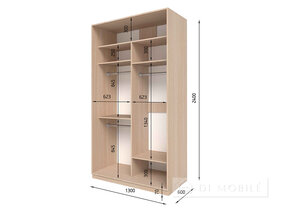 Dulap cu două uşi "E-Line" ShK 2.3 1300 mm cu barbell / microlift