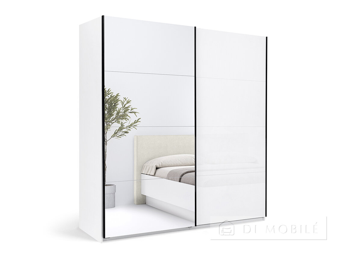 Dulap "Mila" 2.0 x 2.1 m usa Gloss White / Mirror