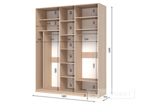 Dulap cu două uşi "E-Line" ShK 3.1 1800 mm cu bar / microlift şi rafturi