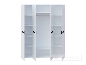 Dulap cu 4 uși „Bianco” 200 cm, Alb/Grafit