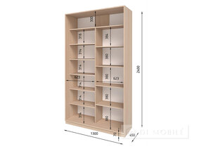 Dulap cu două uşi "E-Line" ShK 2.2 1300 mm cu rafturi