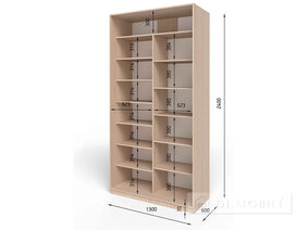 Dulap cu două uşi "E-Line" ShK 2.2 1300 mm cu rafturi