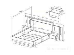 Bed (frame) 160 "Cube" cu mese si LED-uri
