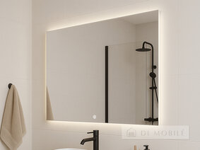 O oglindă verticală dreptunghiulară cu iluminare frontală de fond