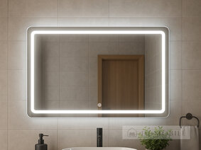 Oglindă dreptunghiulară cu margini rotunjite cu iluminare frontală de fond