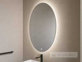 Oglindă ovală cu iluminare de fundal