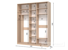 Dulap cu două uşi "E-Line" ShK 3.1 1800 mm cu bar / microlift şi rafturi