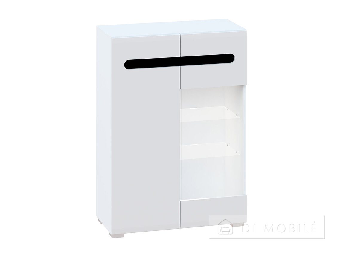 Comodă „Bianco” 2 uși cu vitrină