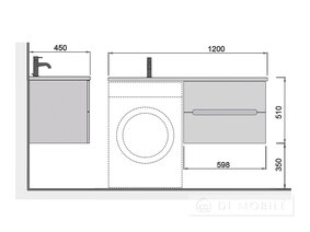 Bancul este suspendat deasupra maşinii de spălat Octavio 60-A