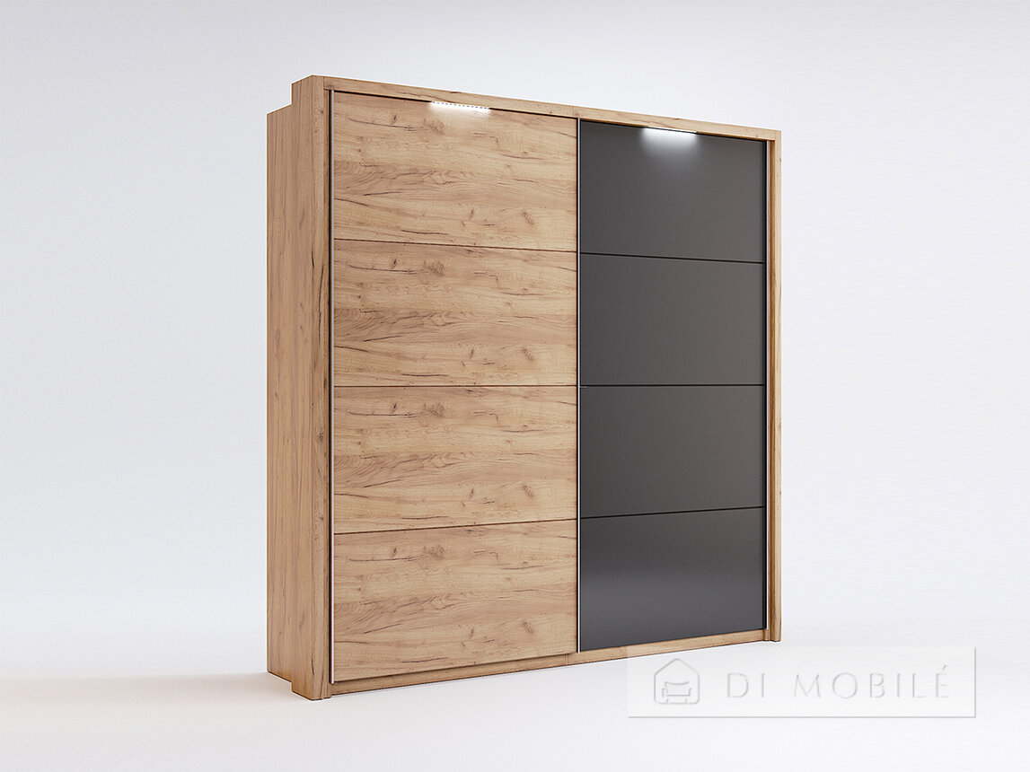 Closet coupe "Moon" 200x212x62 cm cu 2 usi spate Oak Kraft/Mat Lava, seria H