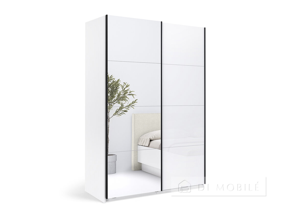Closet "Mila" 1.5x2.1m usi Gloss White / Mirror