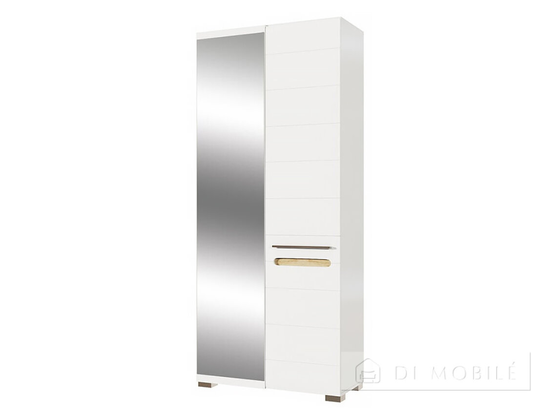 Dulap „Bianco” 2 uși cu oglindă, 90 cm, alb/grafit