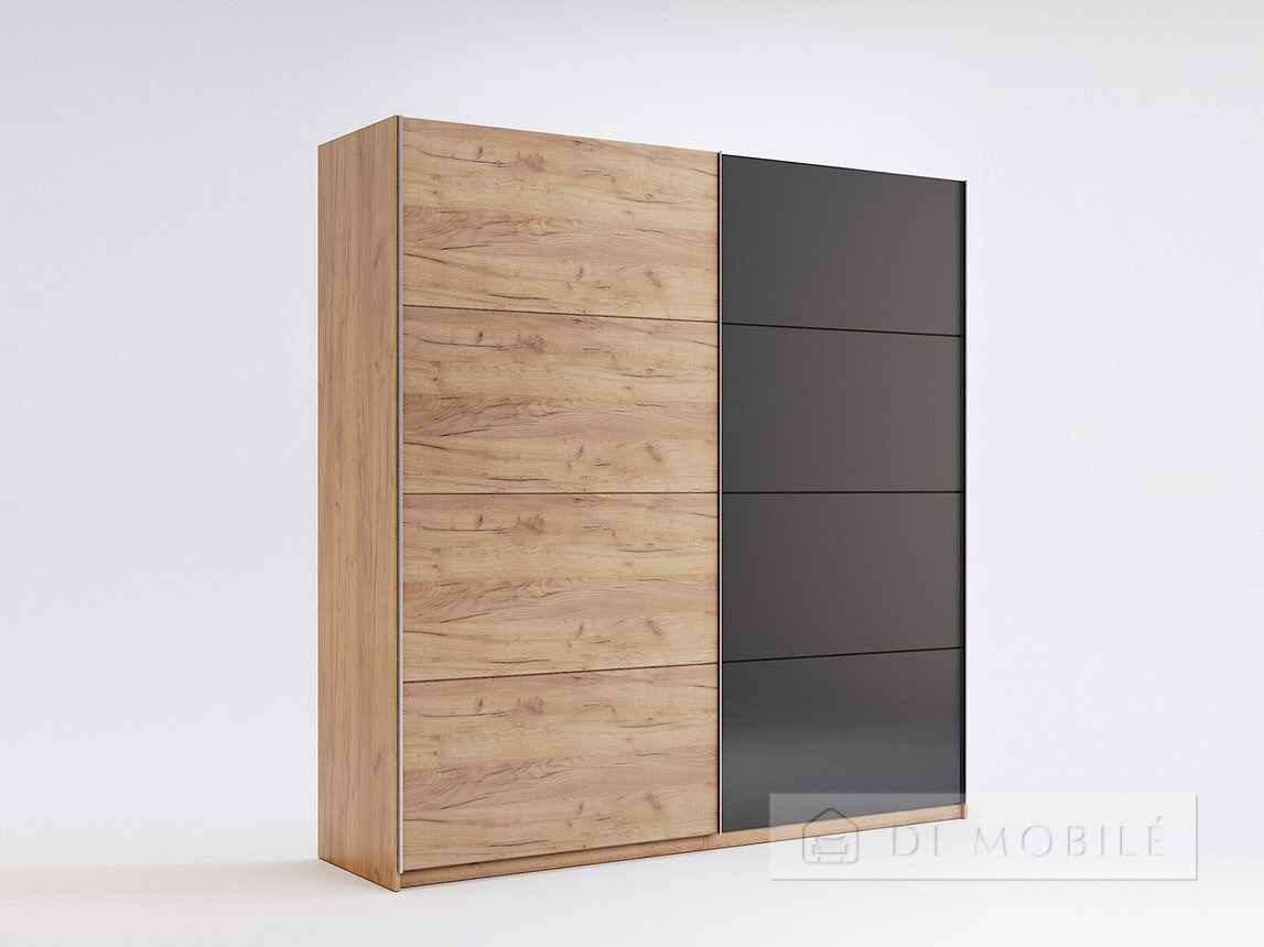 Closet coupe "Moon" 200x212x62 cm cu 2 usi spate Oak Kraft/Mat Lava, seria H