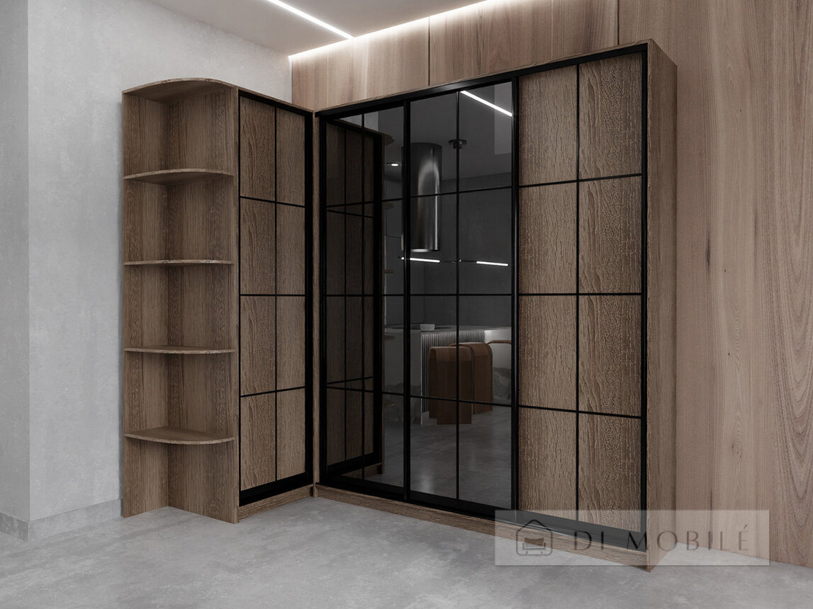 Secţiune UNI cu linii de 1200mm faţade spre dulapul din colţul Loft/Loft