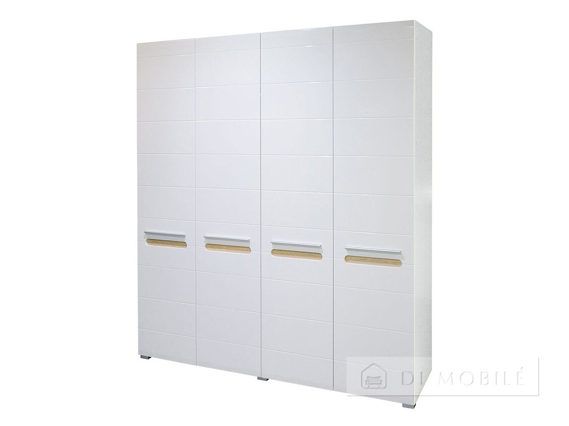 Dulap cu 4 uși „Bianco” 200 cm, Alb/Grafit