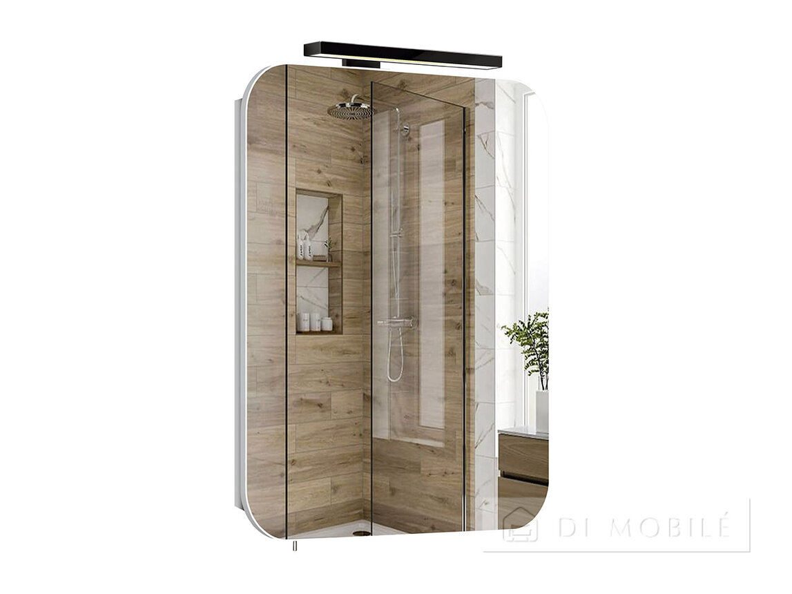 Dulap cu o oglindă în baie "Sorrento Black 41" cu o lampă