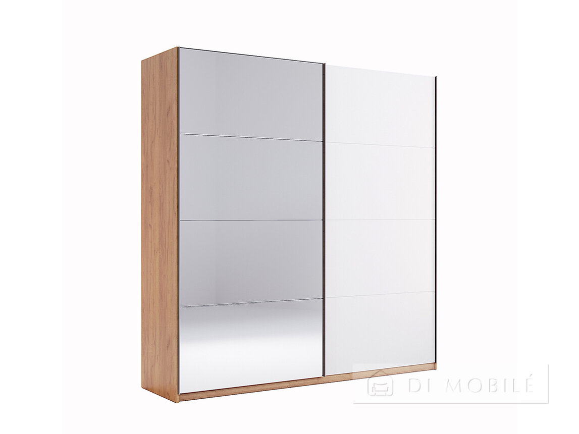 Closet 2 m "Niki" luciu alb / oglindă