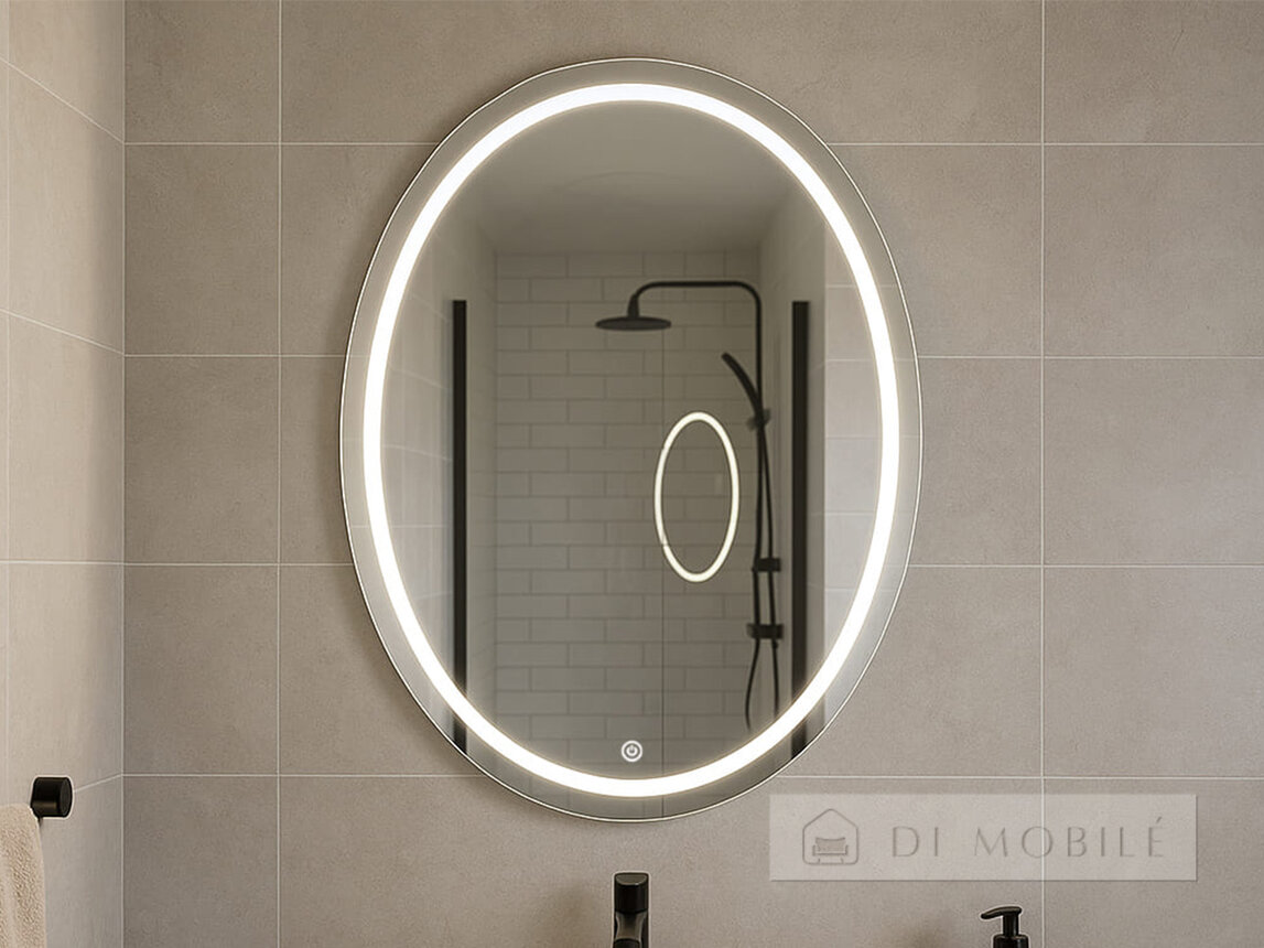 Oglindă ovală cu iluminare frontală