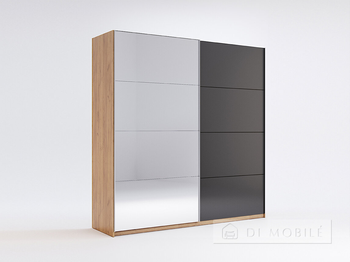Garderoba "Moon" 1500/2400 cm 2 usi Mat Lava / Oglindă, seria H