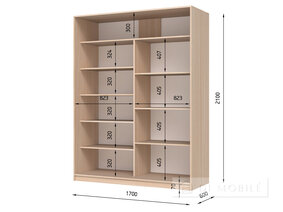 Dulap cu două uşi "E-Line" ShK 2.2 1700 mm cu rafturi