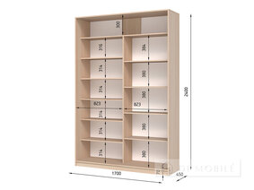 Dulap cu două uşi "E-Line" ShK 2.2 1700 mm cu rafturi