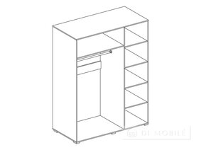 Dulap „Bianco” cu 3 uși și oglindă, 150 cm, alb/grafit