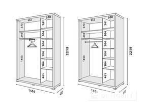Шкаф купе "Домино" 1500 мм 2-дверный