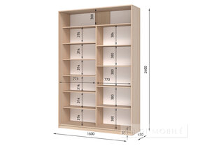 Dulap cu două uşi "E-Line" ShK 2.2 1600 mm cu rafturi