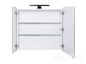 Dulap cu o oglindă în baie "Sorrento Black 41" cu o lampă