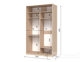 Шкаф-купе двухдверный "E-Line" ШК 2.3 1500 мм с штангой/микролифт