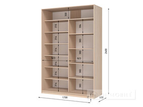Dulap cu două uşi "E-Line" ShK 2.2 1700 mm cu rafturi