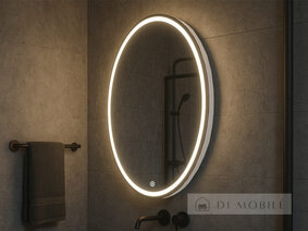 Oglindă ovală cu fundal și iluminare față