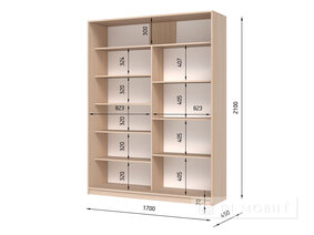 Dulap cu două uşi "E-Line" ShK 2.2 1700 mm cu rafturi