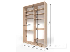 Dulap cu două uşi "E-Line" ShK 2.3 1700 mm cu barbell / microlift
