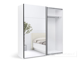 Dulap "Mila" 2.0 x 2.1 m usa Gloss White / Mirror