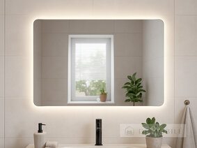 Зеркало прямоугольное с закругленными краями с фоновой подсветкой