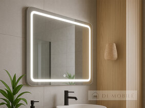 Зеркало прямоугольное с закругленными краями с фронтальной подсветкой