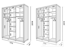 Шкаф купе "Домино" 1774 мм 3-дверный