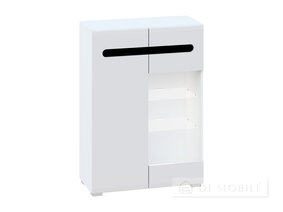 Comodă „Bianco” 2 uși cu vitrină