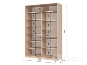 Dulap cu două uşi "E-Line" ShK 2.2 1600 mm cu rafturi