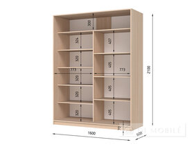 Dulap cu două uşi "E-Line" ShK 2.2 1600 mm cu rafturi