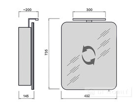 Dulap cu o oglindă în baie "Sorrento Black 41" cu o lampă