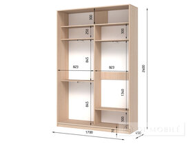 Dulap cu două uşi "E-Line" ShK 2.3 1700 mm cu barbell / microlift