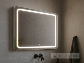 Зеркало прямоугольное с закругленными краями с фронтальной подсветкой