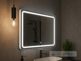 Зеркало прямоугольное с закругленными краями с фоново-фронтальной подсветкой